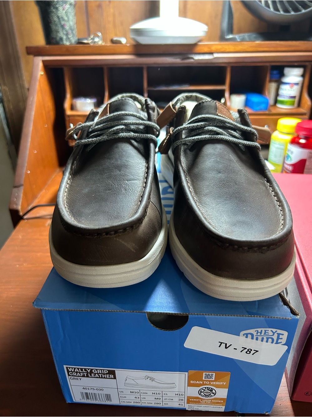 Hey Dude Brown Leather Slip-On Loafers